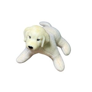 1998 Mattel Barbie Pet Pals Flocked Puppy Dog Yellow Lab Mini Figure w/ Tag READ